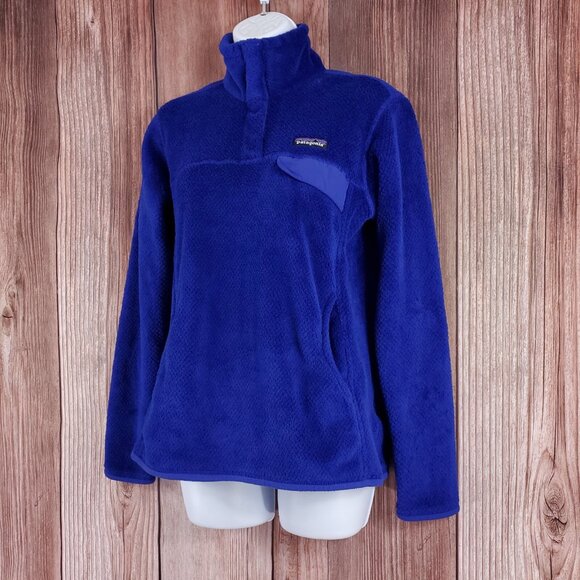 *FLAW* Patagonia Womens Size Medium Re-Tool Snap-T Pullover Sweater Blue 25442 - Picture 3 of 13
